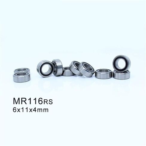 10 قطعة MR116RS اللون تحمل 6x11x4 ملليمتر ABEC-3 لهواية الكهربائية RC سيارة شاحنة MR116 RS 2RS الكرات MR116-2RS الأسود مختومة in Kuwait