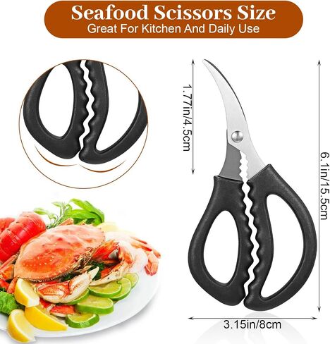 24 Pcs Seafood Scissors Crab Scissors Seafood Shears, Multifunctional Kitchen Seafood Scissor for Crab, 6.1 Inch Stainless Steel Shears Crab Leg Crackers Fish Shrimp Lobster tools for Seafood Peeling in Kuwait