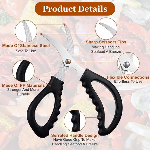 24 Pcs Seafood Scissors Crab Scissors Seafood Shears, Multifunctional Kitchen Seafood Scissor for Crab, 6.1 Inch Stainless Steel Shears Crab Leg Crackers Fish Shrimp Lobster tools for Seafood Peeling in Kuwait
