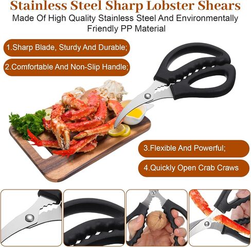 24 Pcs Seafood Scissors Crab Scissors Seafood Shears, Multifunctional Kitchen Seafood Scissor for Crab, 6.1 Inch Stainless Steel Shears Crab Leg Crackers Fish Shrimp Lobster tools for Seafood Peeling in Kuwait