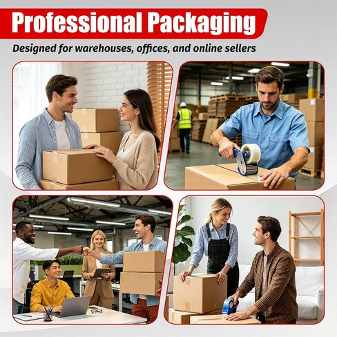 شريط تغليف شفاف من Pacific Mailer، 1.88 بوصة × 65 ياردة، 2.7 مل، 6 لفات شفافة | شريط شحن ونقل لاصق قوي شديد التحمل للتخزين وتغليف المستودعات in Kuwait