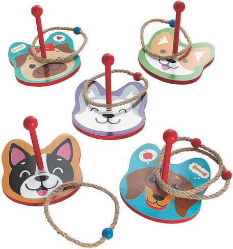 Fun Express Puppy Dog Ring Toss Game - Includes 5 Bases and 6 Rope Rings - Party Games - VBS Vacation Bible School Supplies/Decor in Kuwait
