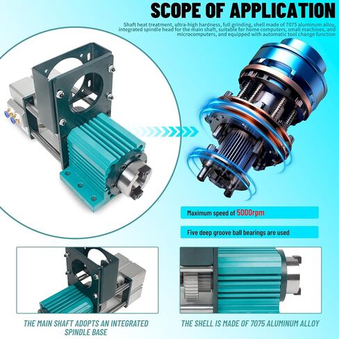 RATTMMOTOR ATC BT30 Non-Powered Spindle Kit 5000RPM Cylinder Pneumatic Semi-Automatic Tool Changer Spindle Motor with Bracket for Metal Engraving Drilling Milling in Kuwait