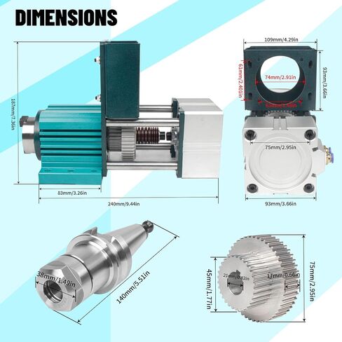 RATTMMOTOR ATC BT30 Non-Powered Spindle Kit 5000RPM Cylinder Pneumatic Semi-Automatic Tool Changer Spindle Motor with Bracket for Metal Engraving Drilling Milling in Kuwait
