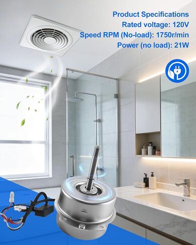استبدال محرك مروحة عادم الحمام FFV3700297S متوافق مع FV-08VQ3 FV-11VQ3 FV11VH2 FV11VHL2 ​​FV-LP003، يستبدل FFV3700175S، 120 فولت 1750 دورة في الدقيقة محرك مروحة تهوية هادئ in Kuwait