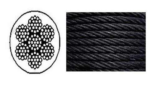 Black Powder Coated Galvanized Cable Wire Rope 1/4" 7x19-50, 100, 250, 500, 1000 ft (100 ft) in Kuwait