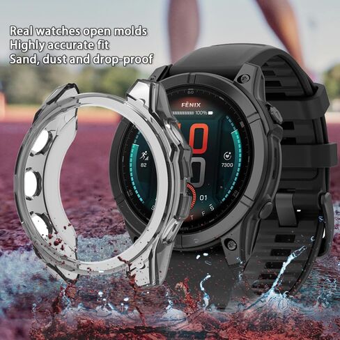 متوافق مع واقي الشاشة Garmin Fenix ​​7/Epix Gen 2 47 مم / Fenix ​​E (47 مم)، طبقة حماية من الزجاج المقسى وغطاء إطار ناعم من مادة TPU (عبوة من 3+2) in Kuwait