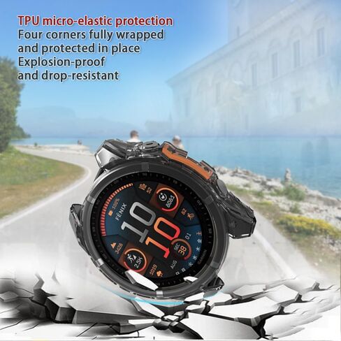 متوافق مع واقي الشاشة Garmin Fenix ​​7/Epix Gen 2 47 مم / Fenix ​​E (47 مم)، طبقة حماية من الزجاج المقسى وغطاء إطار ناعم من مادة TPU (عبوة من 3+2) in Kuwait