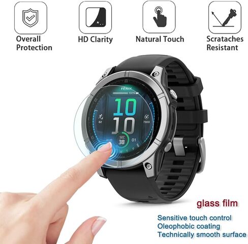متوافق مع واقي الشاشة Garmin Fenix ​​7/Epix Gen 2 47 مم / Fenix ​​E (47 مم)، طبقة حماية من الزجاج المقسى وغطاء إطار ناعم من مادة TPU (عبوة من 3+2) in Kuwait