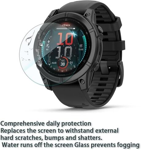 متوافق مع واقي الشاشة Garmin Fenix ​​7/Epix Gen 2 47 مم / Fenix ​​E (47 مم)، طبقة حماية من الزجاج المقسى وغطاء إطار ناعم من مادة TPU (عبوة من 3+2) in Kuwait