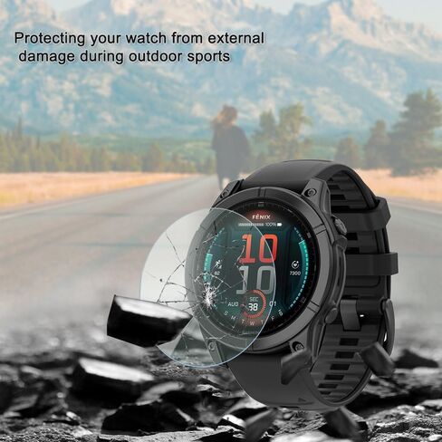 متوافق مع واقي الشاشة Garmin Fenix ​​7/Epix Gen 2 47 مم / Fenix ​​E (47 مم)، طبقة حماية من الزجاج المقسى وغطاء إطار ناعم من مادة TPU (عبوة من 3+2) in Kuwait