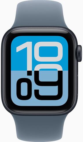Apple Watch SE 3 [نظام تحديد المواقع + شبكة خلوية، 40 ملم] هيكل من الألومنيوم منتصف الليل مع حزام رياضي أزرق مرساة، مقاس S/M (متجدد) in Kuwait