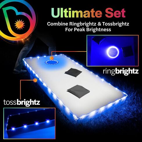 حزمة Brightz Premium Cornhole Ring & Edge Light - السطوع النهائي (الأزرق) يشمل RingBrightz & TossBrightz in Kuwait
