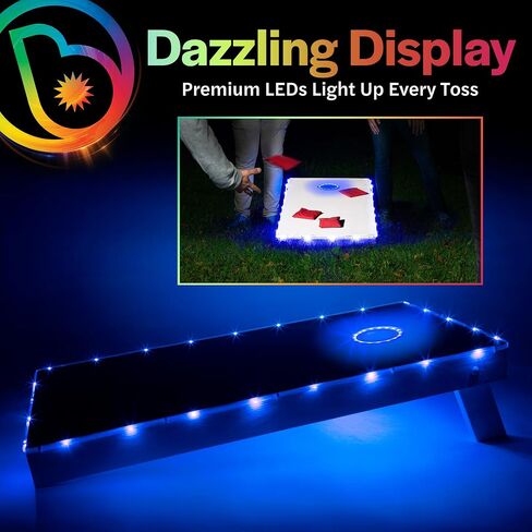 حزمة Brightz Premium Cornhole Ring & Edge Light - السطوع النهائي (الأزرق) يشمل RingBrightz & TossBrightz in Kuwait