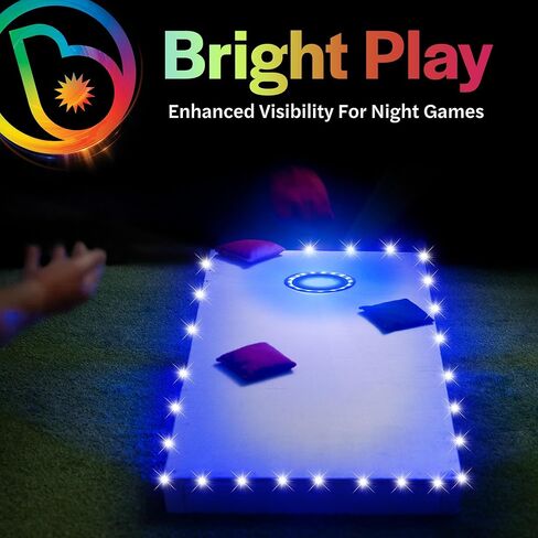 حزمة Brightz Premium Cornhole Ring & Edge Light - السطوع النهائي (الأزرق) يشمل RingBrightz & TossBrightz in Kuwait
