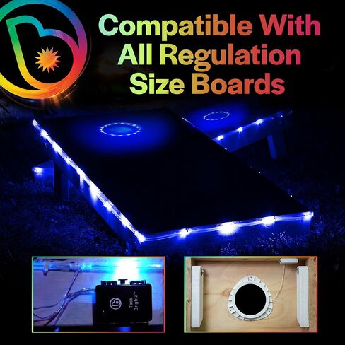 حزمة Brightz Premium Cornhole Ring & Edge Light - السطوع النهائي (الأزرق) يشمل RingBrightz & TossBrightz in Kuwait