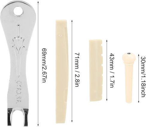 12Pcs Acoustic Guitar Bridge Pins Set with Saddle Nut Guitar Bridge Pin Kit with Puller Replacement Parts in Kuwait