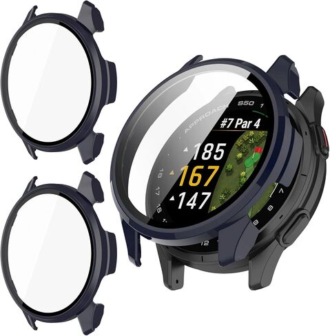 عبوتان متوافقتان مع حافظة واقي الشاشة Garmin Approach S50، ممتص الصدمات من البولي كربونات الصلب بتغطية كاملة وملحقات حماية مدمجة في طبقة زجاجية مقسى in Kuwait