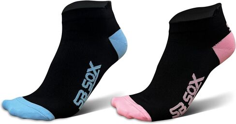 SB SOX - 4 أزواج من الجوارب الضاغطة للكاحل، مقاس كبير (أسود/أزرق + أسود/وردي) in Kuwait