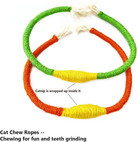 IUHKBH Cat Toys, 2 PCS Chew Ropes with Refillable Natural Catnip, Safe Teeth Cleaning Toy for Indoor Kittens, Interactive Cat Nip Kitty Toys for All Breeds in Saudi Arabia
