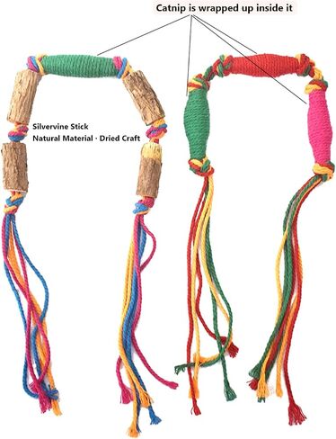 IUHKBH Cat Toys, 2 PCS Chew Ropes with Refillable Natural Catnip, Safe Teeth Cleaning Toy for Indoor Kittens, Interactive Cat Nip Kitty Toys for All Breeds in Saudi Arabia
