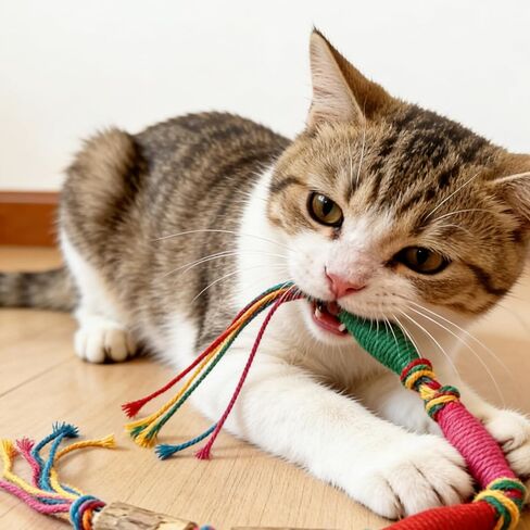 IUHKBH Cat Toys, 2 PCS Chew Ropes with Refillable Natural Catnip, Safe Teeth Cleaning Toy for Indoor Kittens, Interactive Cat Nip Kitty Toys for All Breeds in Saudi Arabia
