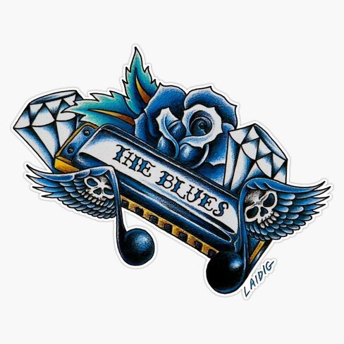 The Blues Bumper Sticker Vinyl Decal 5" in Kuwait