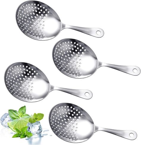 Stainless Steel Julep Strainer Akamino 4 Pack Cocktail Strainer Spoon for Drink Home Kitchen Bar in Kuwait