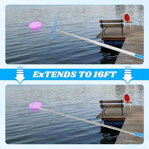 16 Feet Disc Golf Retriever Pole, Telescopic Discs Retriever with Stainless Steel Frame and Carry Bag, Extendable Disc-Golf Grabber Accessories Grabber for Tree, Bushes & Water in Kuwait