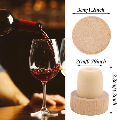 Cork Plugs, T Shaped Wooden Rubber Wine Stopper Reusable Cork Stopper Sealing Bottle Stoppers for Beer Bottles Homemade Wine DIY Craft (12 Pcs) in Kuwait