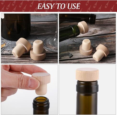 Cork Plugs, T Shaped Wooden Rubber Wine Stopper Reusable Cork Stopper Sealing Bottle Stoppers for Beer Bottles Homemade Wine DIY Craft (12 Pcs) in Kuwait