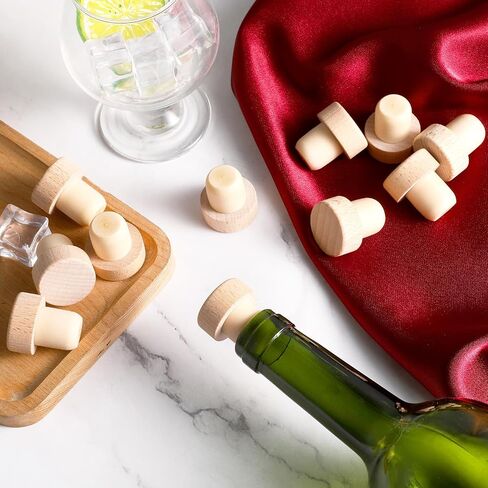 Cork Plugs, T Shaped Wooden Rubber Wine Stopper Reusable Cork Stopper Sealing Bottle Stoppers for Beer Bottles Homemade Wine DIY Craft (12 Pcs) in Kuwait