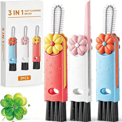Cup Lid Gap Cleaning Brush, 3 in 1 Cup Lid Brush, Multifunctional Water Bottle Cleaning Brush, Home Kitchen Crevice Brush Tools for Tiny Cup Lid Detail, Bottle Tight Spaces Cup(3 PCS) in Saudi Arabia