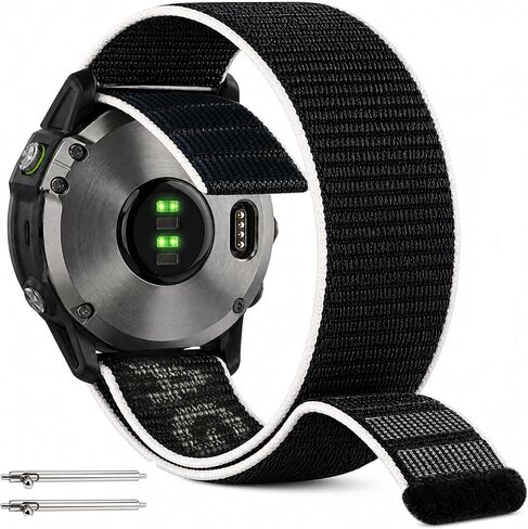 حزام ساعة رياضي خفيف الوزن لـ Garmin Forerunner 265 46 مم/Forerunner 255/Vivoactive 4/Venu 3 45 مم/Venu 2، 22 مم سريع الفك وحلقة بديلة من النايلون المرن in Kuwait