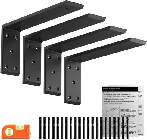 LEOPO 20" Countertop Support Brackets 2 Pack, 3/8" Thick Heavy Duty Standard Front Mounted L Countertop Support Bracket for Shelves,Bracket for Quartz/Granite/Wood/Concret/Laminate Countertops in Saudi Arabia