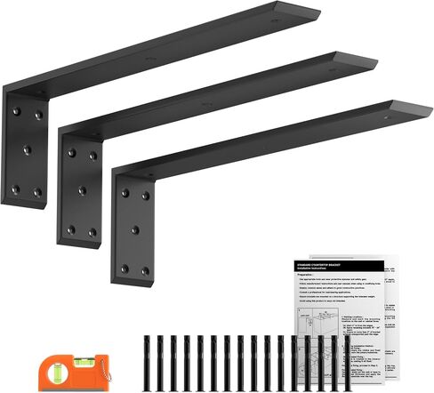 LEOPO 20" Countertop Support Brackets 2 Pack, 3/8" Thick Heavy Duty Standard Front Mounted L Countertop Support Bracket for Shelves,Bracket for Quartz/Granite/Wood/Concret/Laminate Countertops in Saudi Arabia