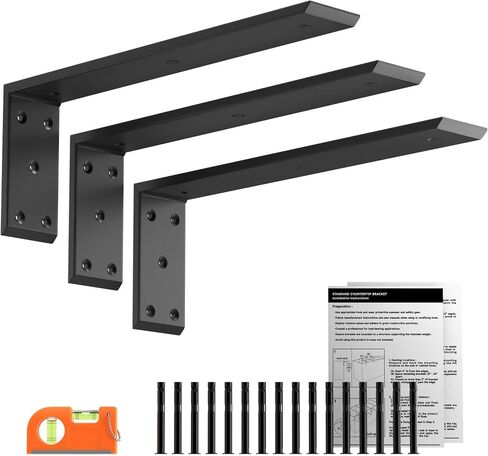 LEOPO 20" Countertop Support Brackets 2 Pack, 3/8" Thick Heavy Duty Standard Front Mounted L Countertop Support Bracket for Shelves,Bracket for Quartz/Granite/Wood/Concret/Laminate Countertops in Saudi Arabia