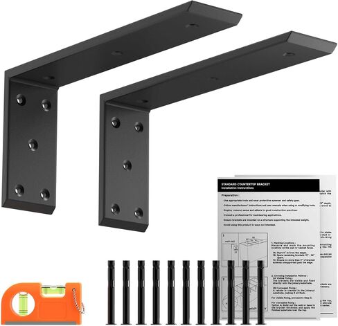 LEOPO 20" Countertop Support Brackets 2 Pack, 3/8" Thick Heavy Duty Standard Front Mounted L Countertop Support Bracket for Shelves,Bracket for Quartz/Granite/Wood/Concret/Laminate Countertops in Saudi Arabia