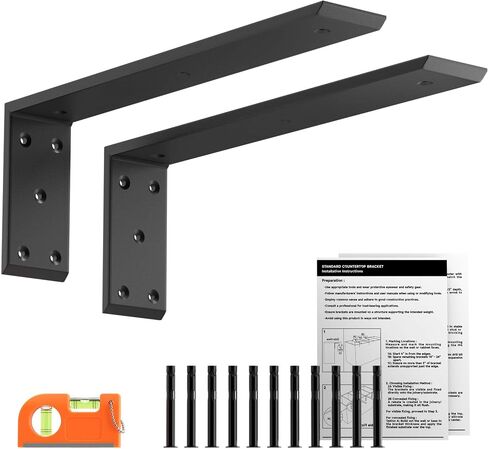 LEOPO 20" Countertop Support Brackets 2 Pack, 3/8" Thick Heavy Duty Standard Front Mounted L Countertop Support Bracket for Shelves,Bracket for Quartz/Granite/Wood/Concret/Laminate Countertops in Saudi Arabia