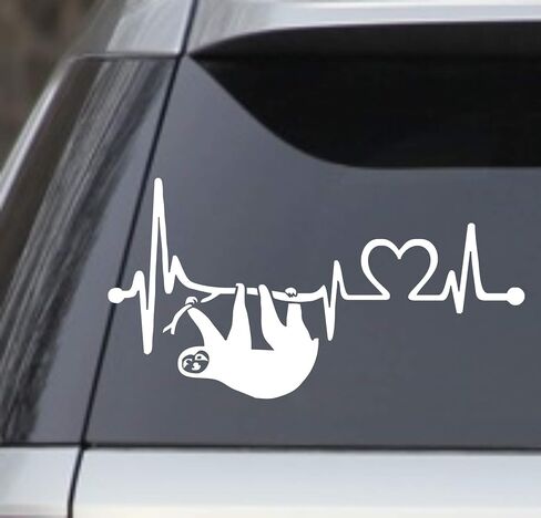 ملصق من الفينيل مقاس 7.5 سم من الفينيل على شكل قلب حيوان الكسلان ونبض الحياة، مثالي لنافذة الكمبيوتر المحمول في السيارة وكأس اليتي in Kuwait