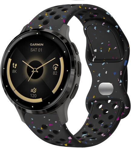 أحزمة ساعة ViCRiOR متوافقة مع Garmin Vivoactive 4S/ Venu 3S/ Venu 2S /Vivomove 3S، 18 مم من السيليكون الناعم الصديق للبيئة وحزام بديل قابل للتنفس لـ Garmin Forerunner 255S/ 265S النساء والرجال in Kuwait