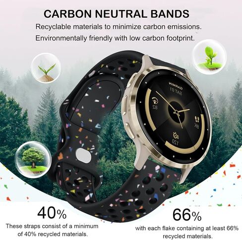 أحزمة ساعة ViCRiOR متوافقة مع Garmin Vivoactive 4S/ Venu 3S/ Venu 2S /Vivomove 3S، 18 مم من السيليكون الناعم الصديق للبيئة وحزام بديل قابل للتنفس لـ Garmin Forerunner 255S/ 265S النساء والرجال in Kuwait
