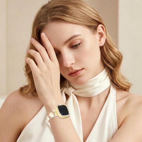 حزام بلينغ، متوافق مع Fitbit Versa 4/Sense 2 مع حافظة ماسية، حزام أنيق قابل للتعديل للنساء يمكن ارتداؤه يوميًا لساعة Fitbit الذكية in Kuwait