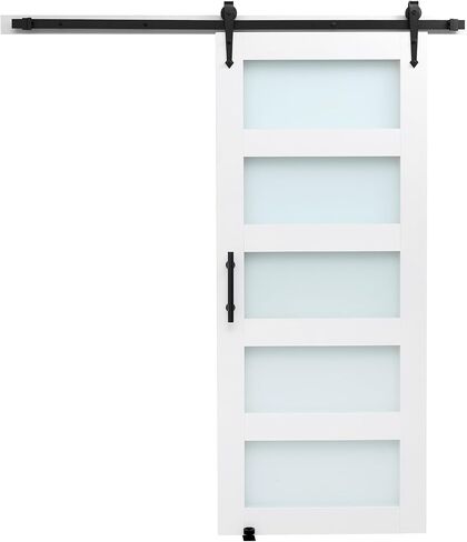 VEVOR باب الحظيرة المنزلق مقاس 36 × 84 بوصة، مع لوحة رأس ومجموعة أدوات مسار أجهزة باب الحظيرة بطول 6.6 قدم ومقبض، سطح PVC مقاوم للماء، ثقوب مثقوبة مسبقًا سهلة التجميع، MDF، انزلاق بسلاسة وهدوء in Kuwait
