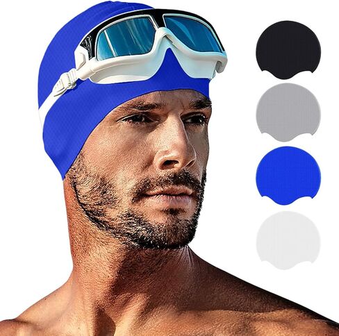 Tripsky Silicone Swim Cap for Long Hair, Swimming Cap for Women Men Teenagers, Stereoscopic Pattern Bathing Cap Ideal for Curly Short Medium Long Hair in Kuwait