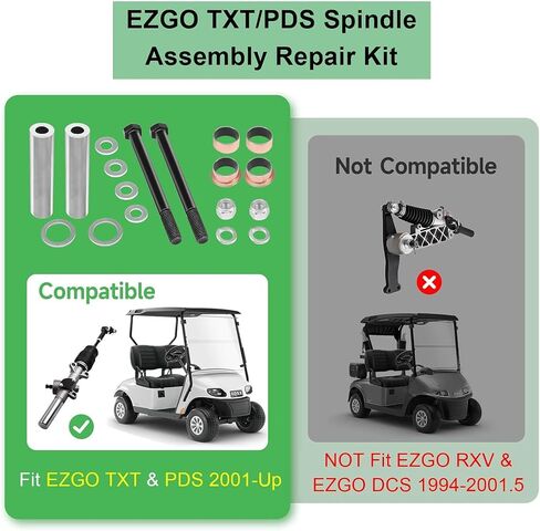 Golf Cart Spindle Bushings Kit Fit for EZGO TXT PDS 2001-Up OEM 70648-G01 | Restore Steering Stability, Reduce Front Wobble, Improve Control, Wear Resistant Design, Smooth Suspension, Reliable Driving in Saudi Arabia