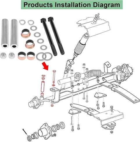 Golf Cart Spindle Bushings Kit Fit for EZGO TXT PDS 2001-Up OEM 70648-G01 | Restore Steering Stability, Reduce Front Wobble, Improve Control, Wear Resistant Design, Smooth Suspension, Reliable Driving in Saudi Arabia