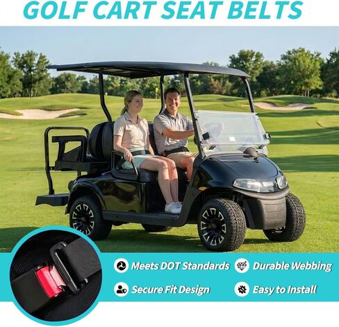 Retractable Golf Cart Seat Belt Kit 2 Pack, 53" Adjustable Universal Fit | Designed for a secure fit with retractable straps. Fits golf carts, go karts and utility carts. Mounting bracket not included in Saudi Arabia