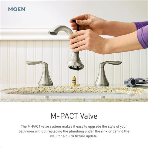 مجموعة أدوات تزيين صنبور الحمام الحديثة بمقبضين من النيكل المصقول من Moen Align مقاس 8 بوصات، تتضمن صمامًا، TV6193BN in Kuwait