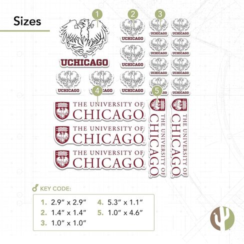 Desert Cactus The University of Chicago Sticker UChicago Maroons Sticker Vinyl Decals Laptop Water Bottle Car Scrapbook Sheet T1 (Type 1-1) in Kuwait